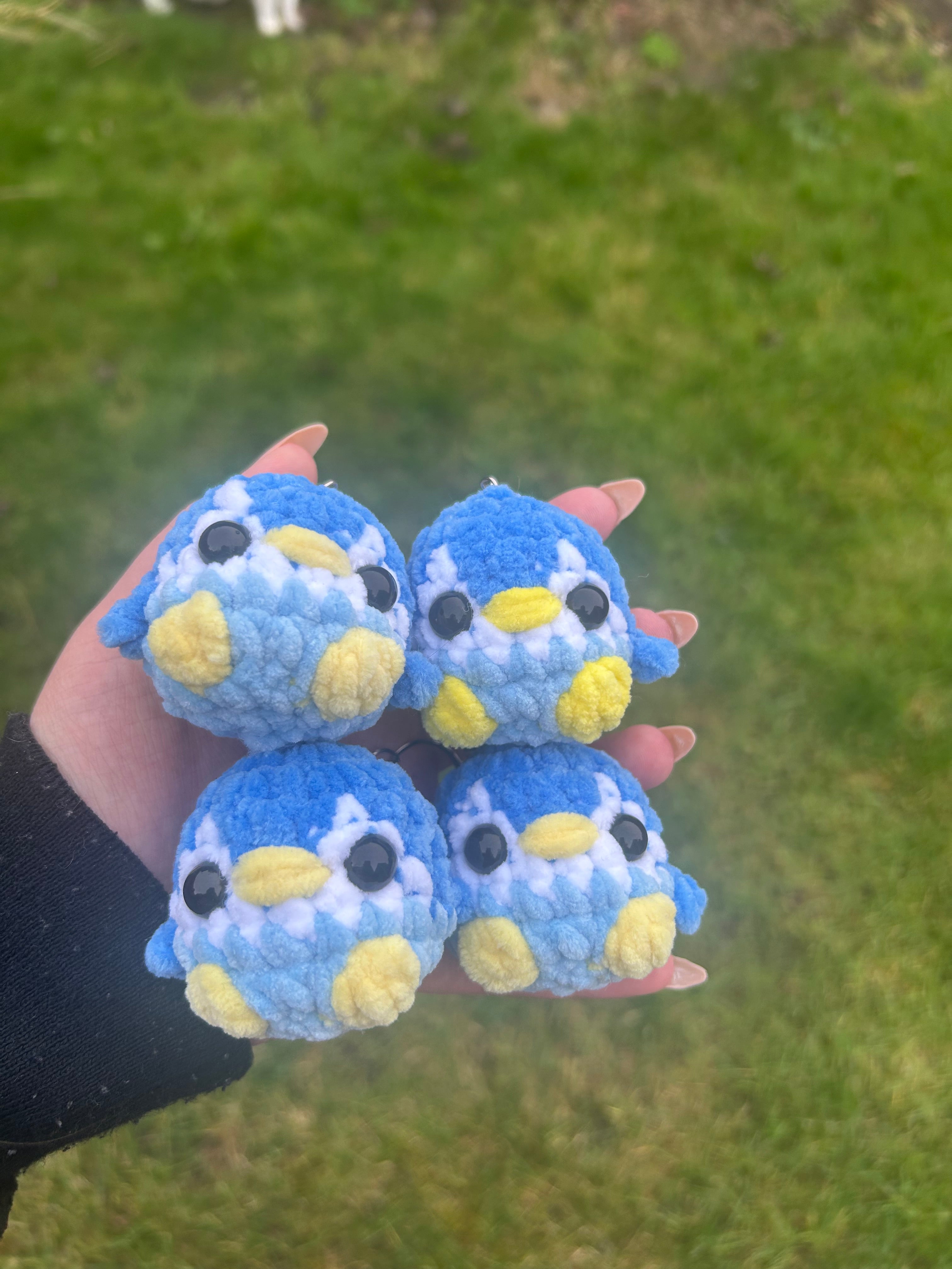 Penguin keychain blue