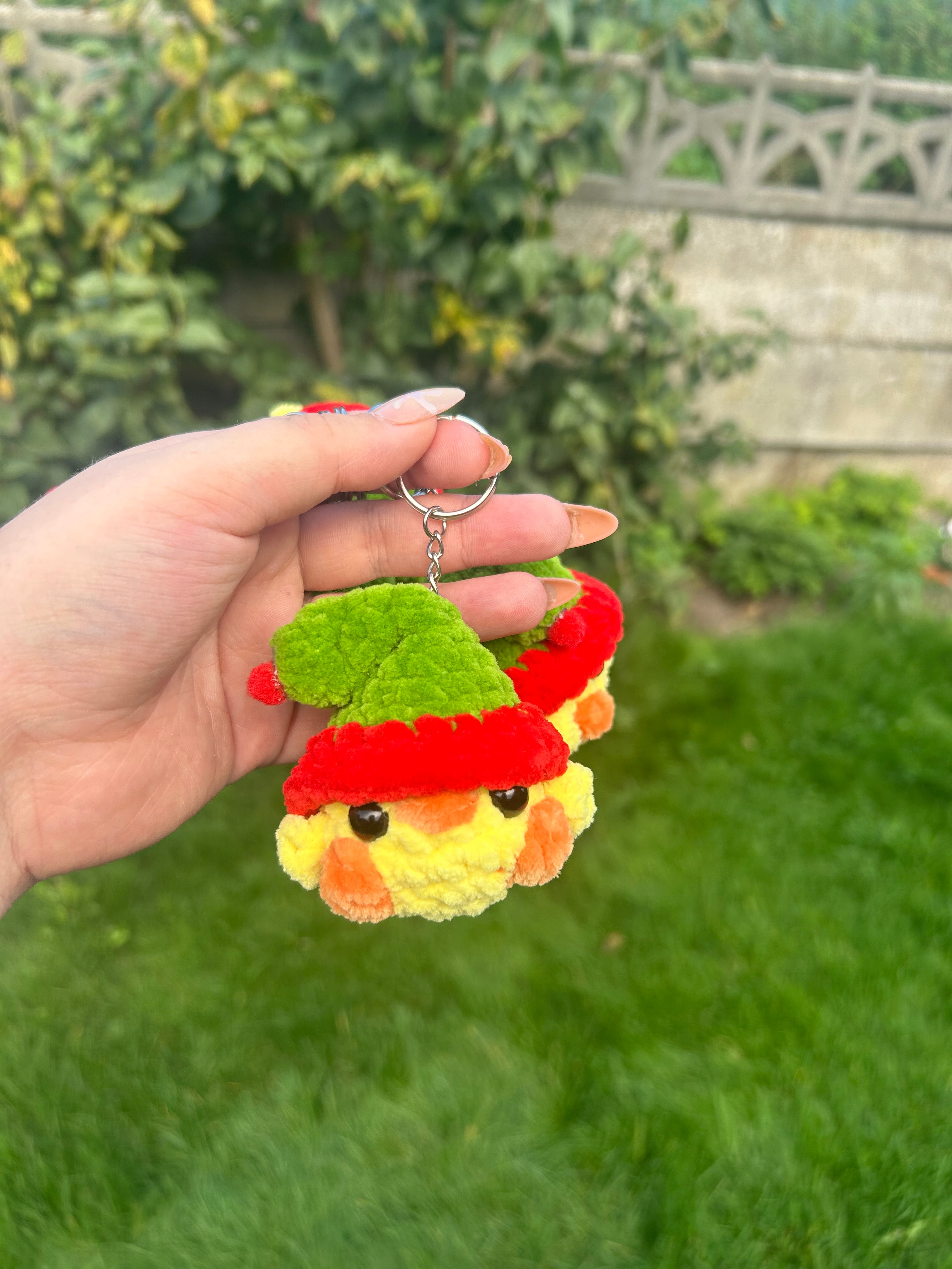 Duck keychain with elf hat