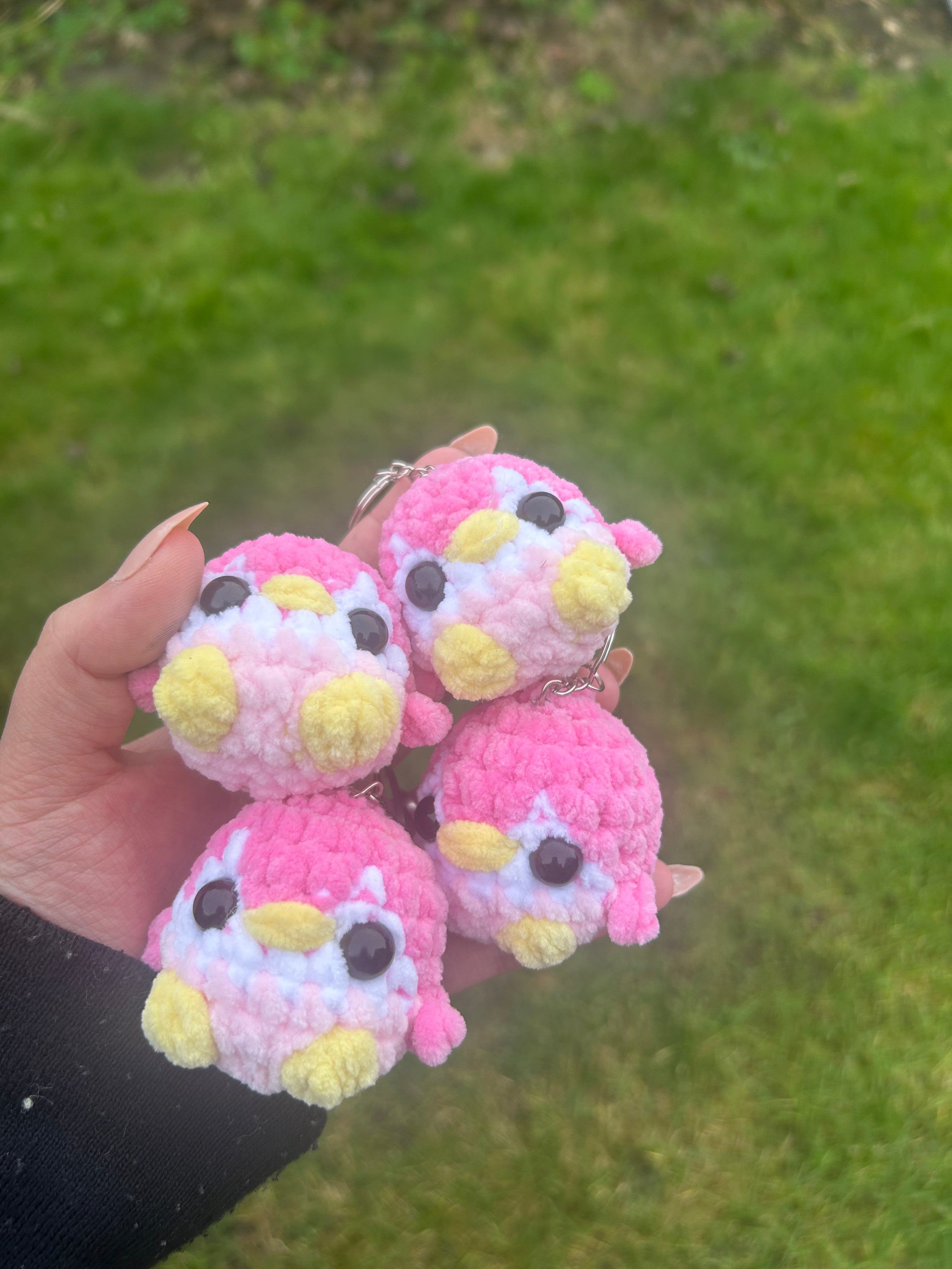 Penguin keychain pink