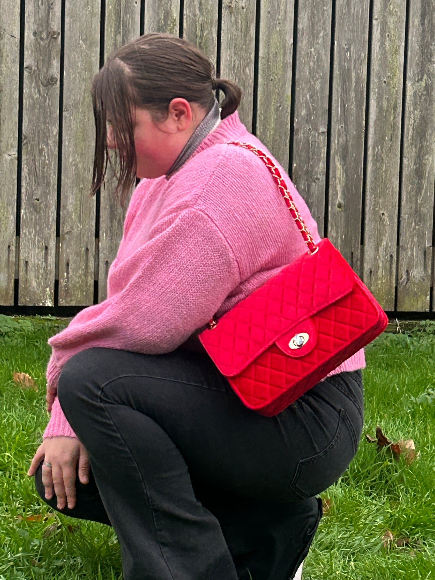 Fluffhandbag-red